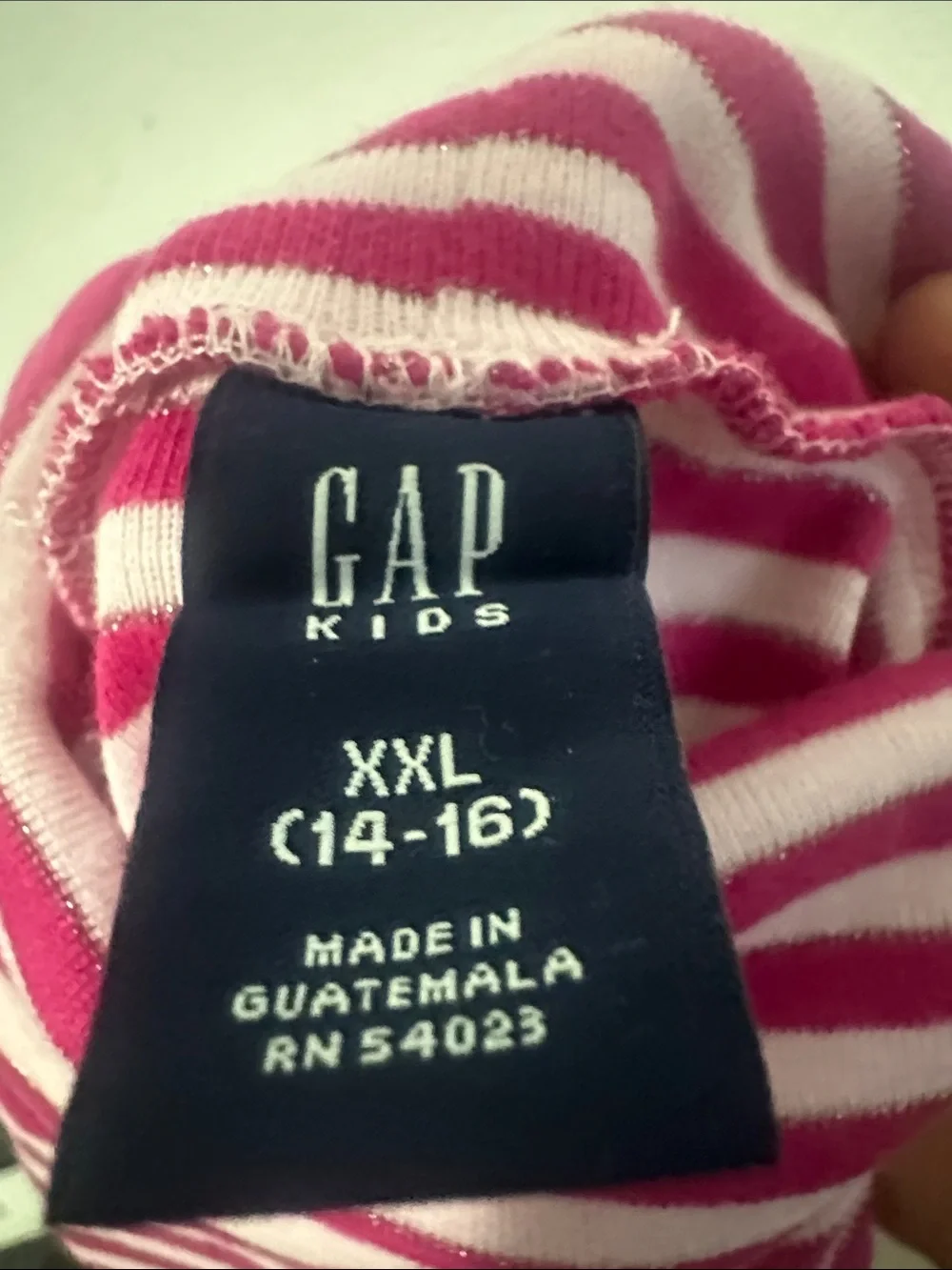 GAP Pink and White Striped Turtleneck Long Sleeve Tee